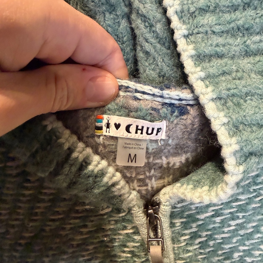 Smartwool Blue And White Patterned Zip-Up Sweater - image 4